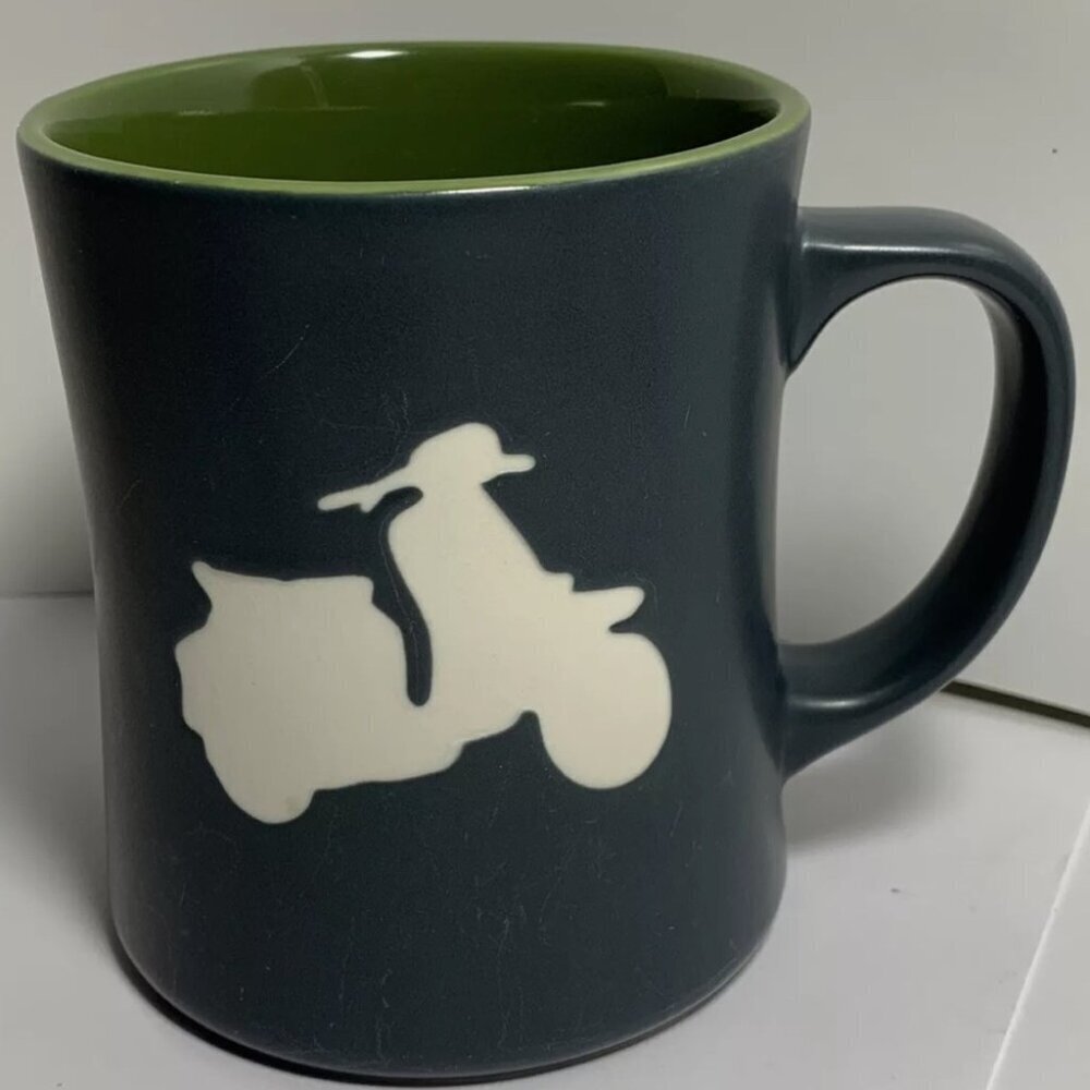 Starbucks Mug 2011 Vespa Moped Scooter Matte Black & Army Olive Green 16 oz